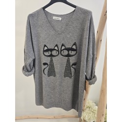 Jersey gris gatitos
