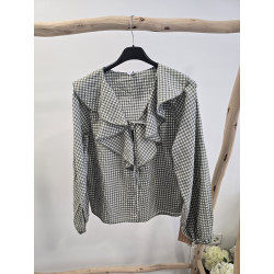 Blusa vichy verde volante