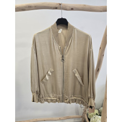 Bomber satinada beige