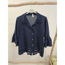 Blusa marino manga y faldón...