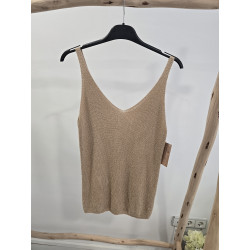 Top beige brillo tirante