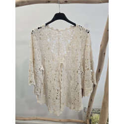 Chaqueta crochet crema