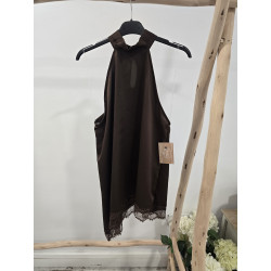 Blusa satinada cacao