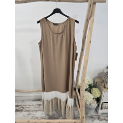 Vestido tricolor beige
