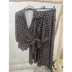 Conjunto cacao lunares azules