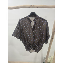 Blusa cacao lunares azules