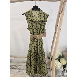Vestido lunares lima y...