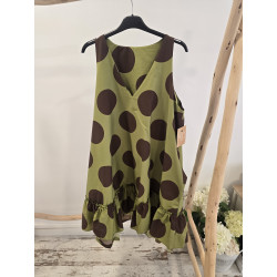 Vestido corto lima lunares...