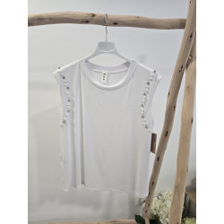 Camiseta blanca perlitas