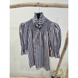 Blusa rayitas azul y beige