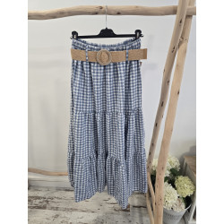 Falda vichy azul y blanco