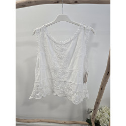 Blusa blanca bordada y calada