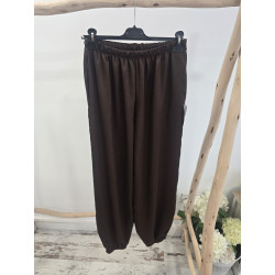 Pantalón satinado cacao puño