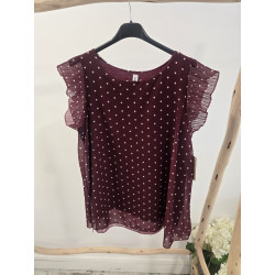 Blusa burdeos topitos