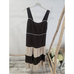 Vestido beige y cacao