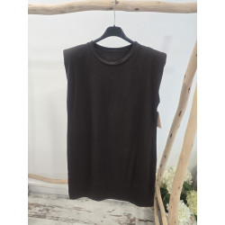 Vestido hombreras cacao