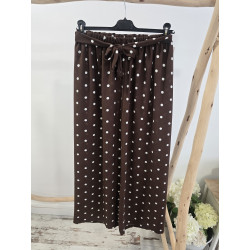 Pantalón cacao lunares blancos