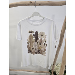 camiseta blanca cáctus