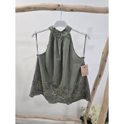 Blusa halter verde lentejuelas