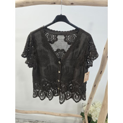 Blusa cacao crochet botones