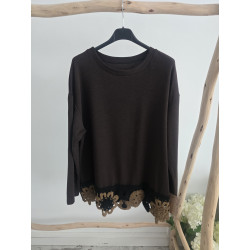 Jersey cacao flores crochet