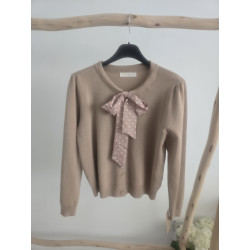 Chaqueta beige lazo topitos