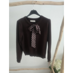 Chaqueta cacao lazo topitos