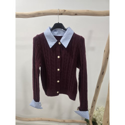 Chaqueta burdeos cuello y...