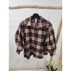 Chaqueta cuadros burdeos y...