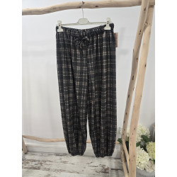 Pantalón cuadros verde puño