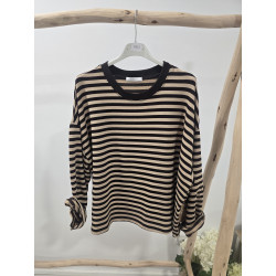 Camiseta rayas cacao y crema