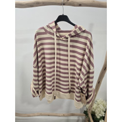Sudadera rayas rosa y crema...