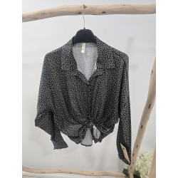Blusa satinada verde topitos