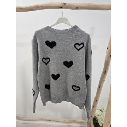 Jersey gris corazones