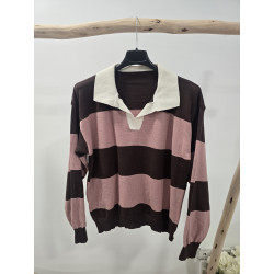 Jersey/polo cacao y rosa