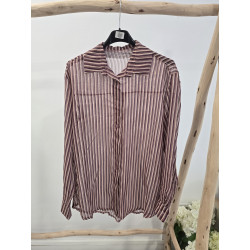 Blusa rayas brillo burdeos