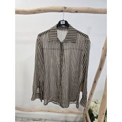 Blusa rayitas brillo verde