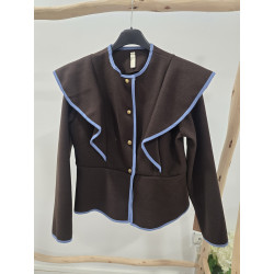 Chaqueta cacao ribete azul