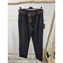Pantalón rayas marino y taupe