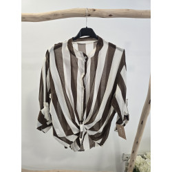Blusa rayas crema y cacao