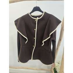 Chaqueta cacao ribete crema
