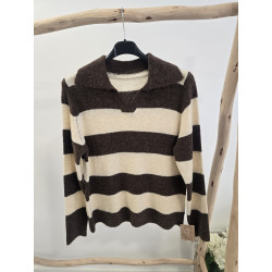 Jersey/polo rayas cacao y...
