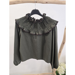 Blusa cuello fruncido verde...